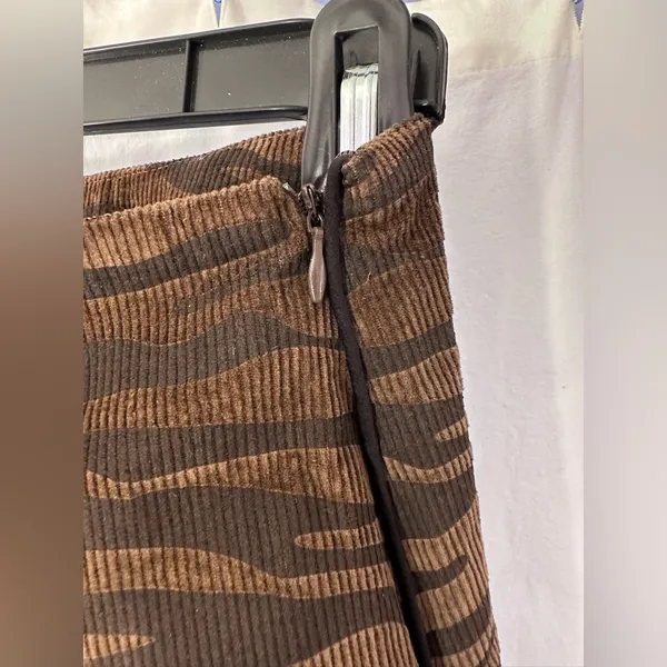 Brown Corduroy Zebra Print Mini Skirt - Image 3