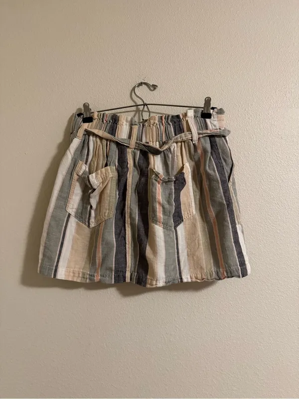 American Eagle Outfitters Striped Mini Skirt in Cream, Gray, Green & Pink - Image 3