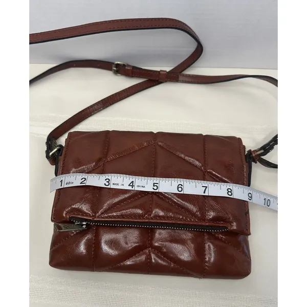 Patricia Nash Corfu Quilted Leather Crossbody Bag Purse Cognac Brown Oil-Waxed - Image 14