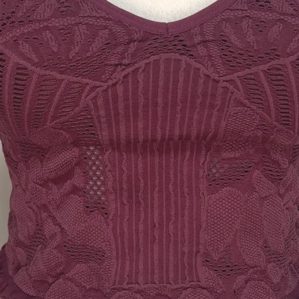 Seamless Lace Crop Cami Top‎ Women M/L Burgundy Boho Festival Romantic Fairy Y2K - Image 4