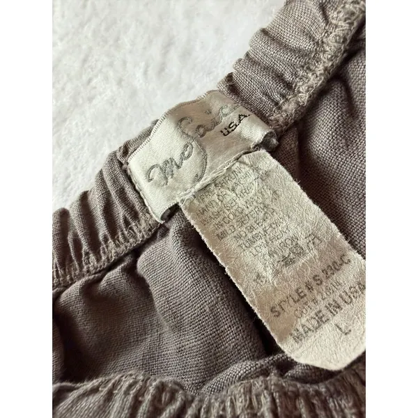 Mosaic USA Pants Women Large Gray Good Cropped Wide Leg Linen Elastic Waist - Image 3