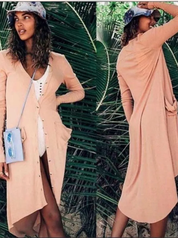 Free People "Ribbed Up" Maxi Cardigan XS - Image 2