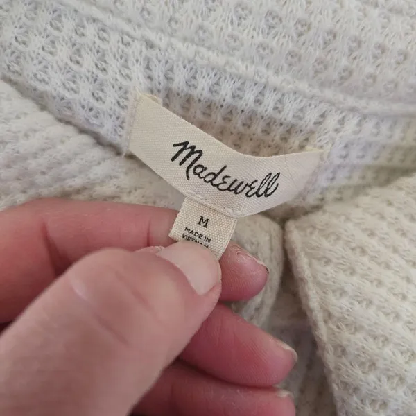 Madewell Cream Waffle Knit Shirt-Jacket Size Medium - Image 6