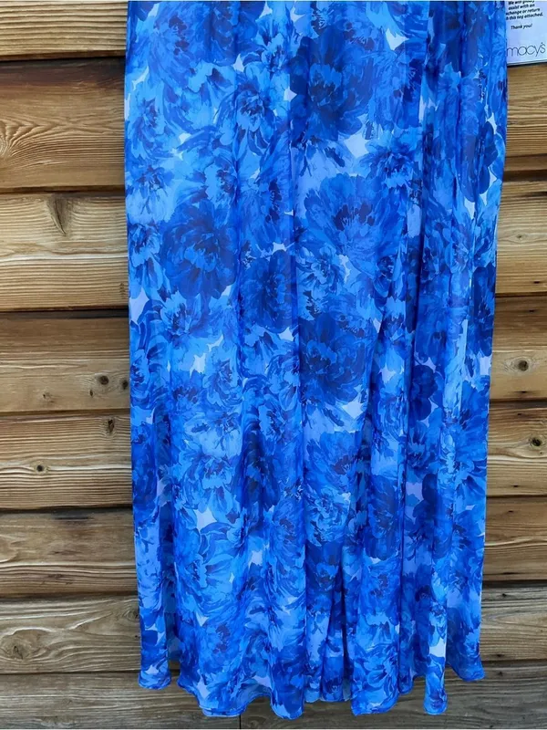 NWT Betsy & Adam Blue Plus Suze Floral Gown Size 20W 20 - Image 9