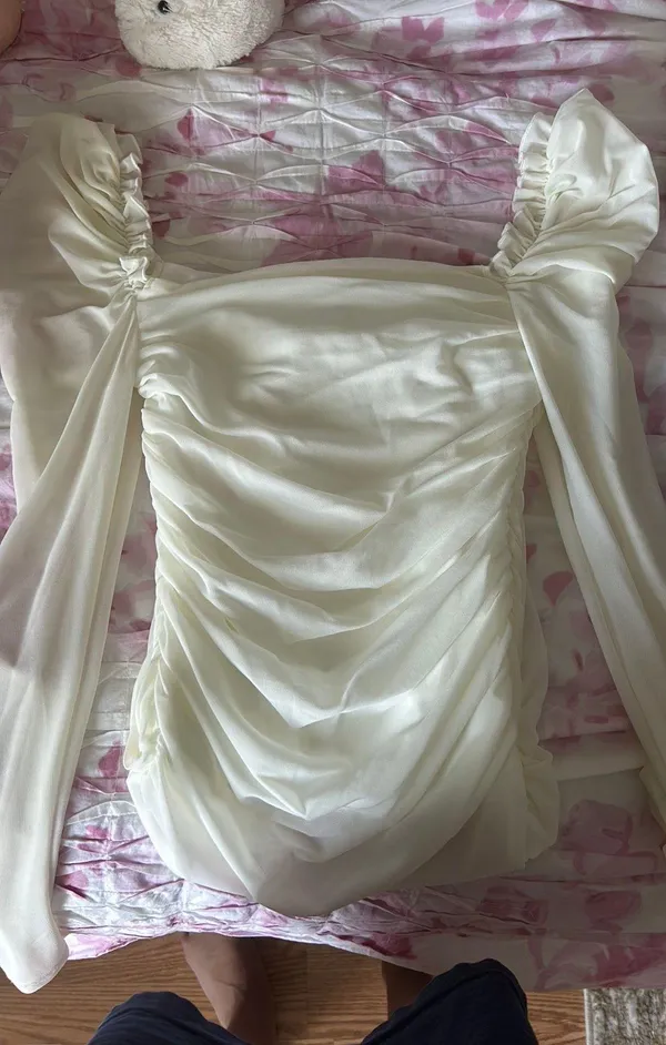 White Long Sleeve Mini Dress Size XS - Image 6