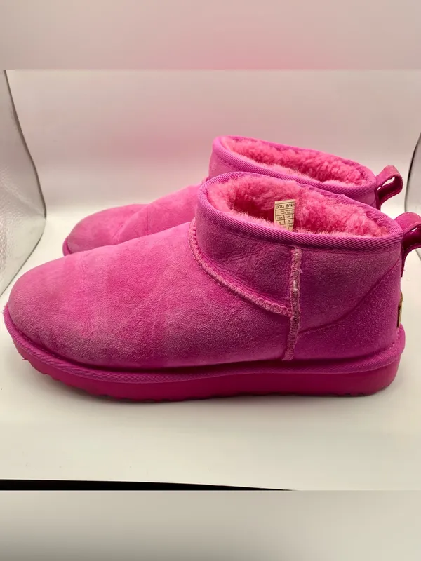 UGG Classic ultra mini Hot Pink water resistant suede shearling lined boots 9 - Image 2