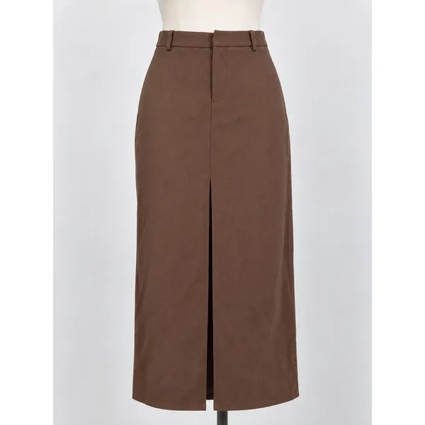 Cider Brown Front Slit Maxi Skirt High Waisted Brown Size Small Quiet Luxury - Image 2