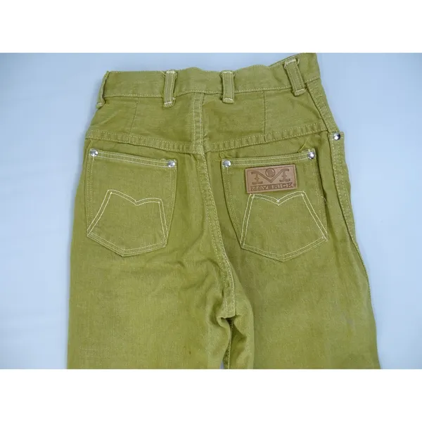 Maverick‎ Jeans Womens 7/8 Slim Mustard Yellow Vintage 70s High Waist USA Retro - Image 4