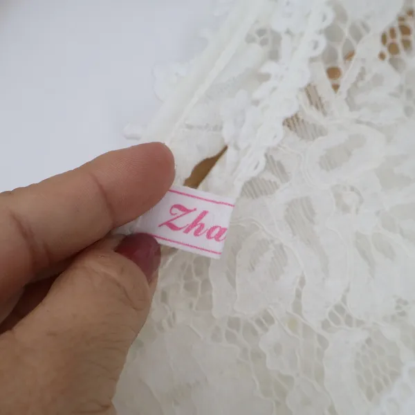 Zhao Xi Dress Womens M Shift White Floral Lace 3/4 Sleeve Scalloped Excellent - Image 2