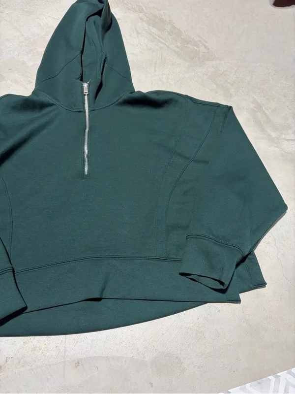 YPB your personal best Dark Green Half-Zip Hoodie large Abercrombie - Image 5
