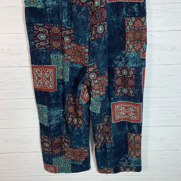 Himosyber Patchwork Jumpsuit Loose Floral Print Bohemian Wide Leg Overall 2XL - Image 11