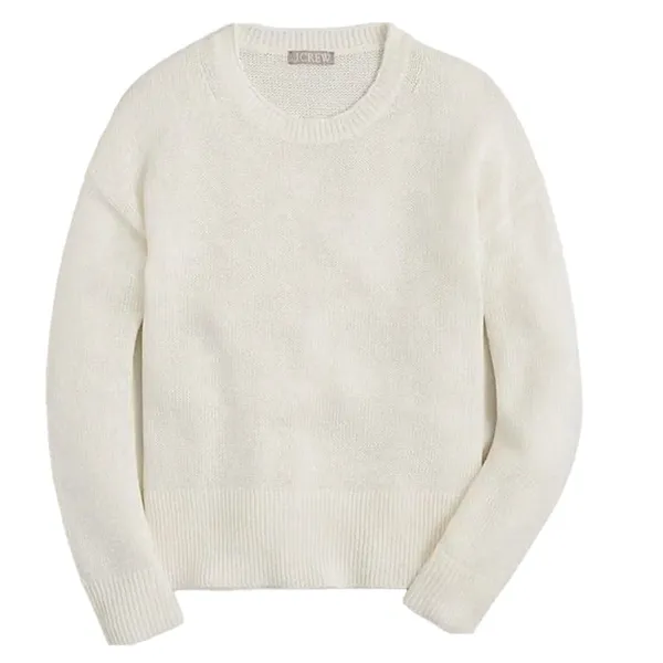 J. Crew Relaxed Cotton Crewneck Beach Lightweight White Sweater - Image 4