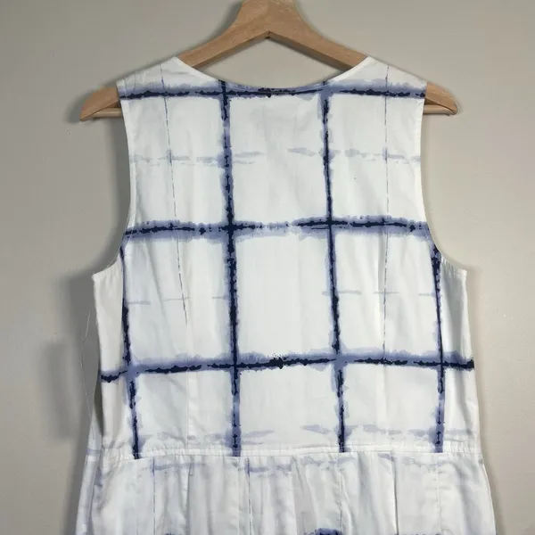 Pendleton Sleeveless A-line Dress‎ Size 12 White Blue Plaid Check Pleated NWT - Image 7