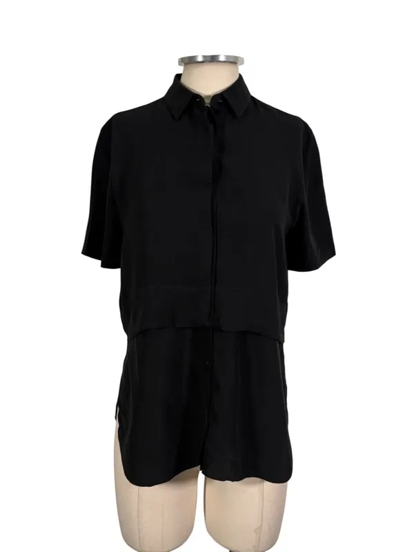 T by Alexander Wang Silk Short Sleeve Top Black Size XS - Image 2