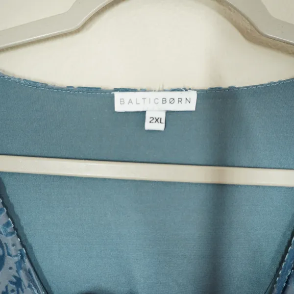 Baltic Born Size 2X Esmeralda Slate Blue Burnout Velvet Maxi Dress V-Neck Floral - Image 5