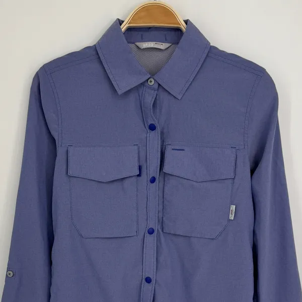 Stio Eddy Guide Shirt Small Blue Snap Button Long Sleeve Hiking Outdoor Utility - Image 2