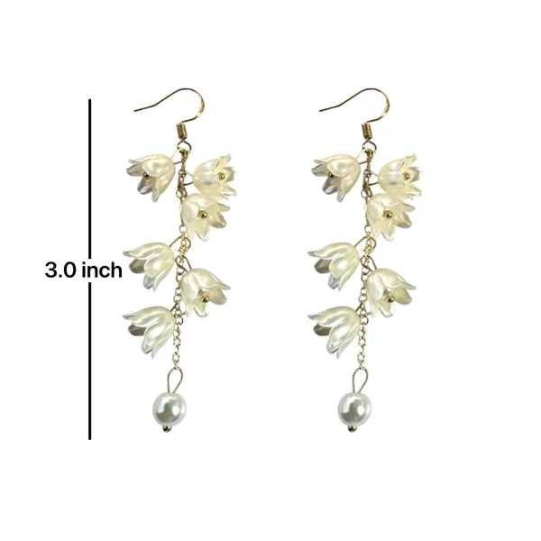 Flower Dangle Drop Earrings for Women Gold - Image 4