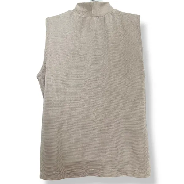 Vintage Jason Maxwell Tank Top Mock Neck Sleeveless‎ Neutral Taupe Women Medium - Image 2