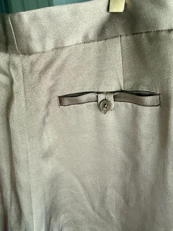 Ralph Lauren Wide Leg Satin Trouser Pants - Olive Green (Small Flaw) - Image 4