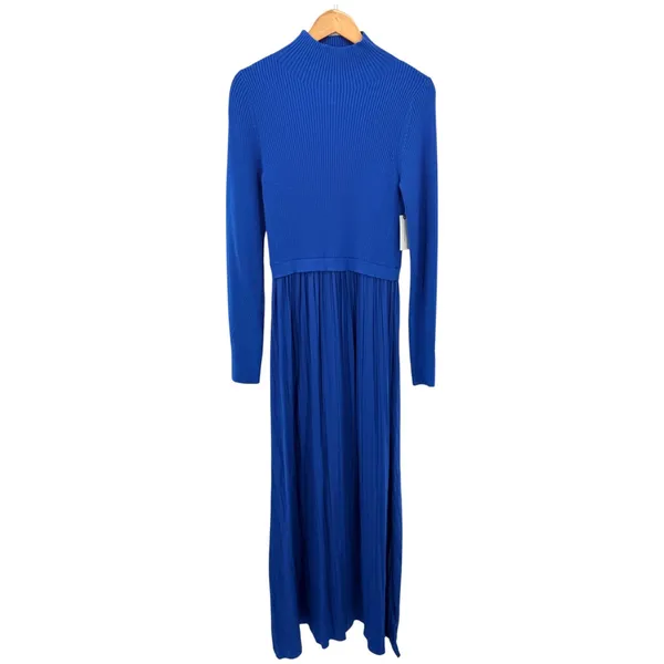 NEW Anthropologie The Thea Twofer Sweater Maxi Dress‎ Mock Turtle Neck M Blue - Image 4