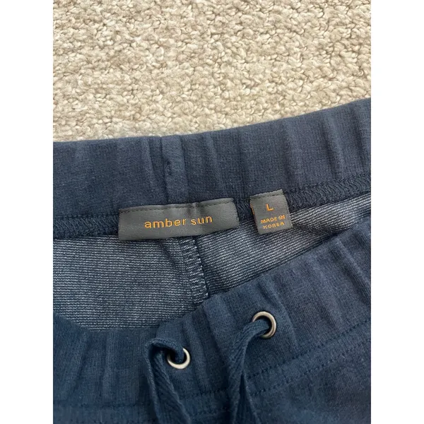 Amber Sun Cargo‎ Capri Pants Womens L Navy Blue Cropped Wide Leg Loungewear - Image 3