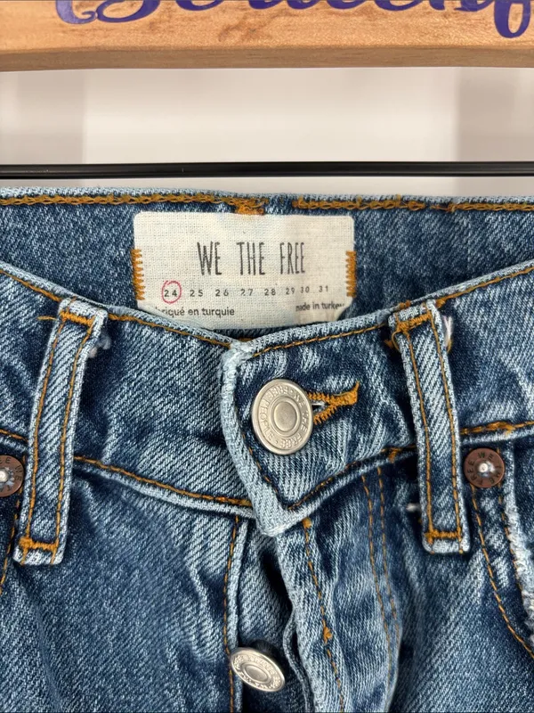 We the free button fly high waisted jeans raw hem 24 - Image 2