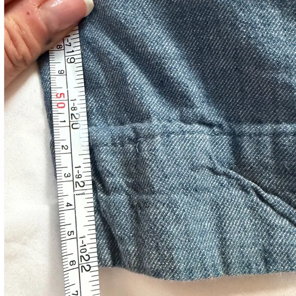 Free People Women Blue Cotton Linen Chambray Rope Drawstring Crop Pants Large - Image 6