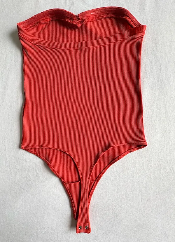 Abercrombie Soft A&F Ribbed Bodysuit Rust M coral - Image 4