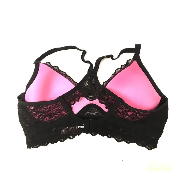 PINK Victoria’s Secret black lace racer back bra M‎ - Image 5