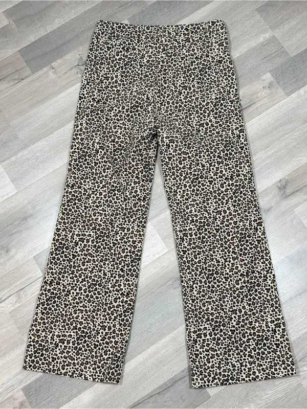 J. Crew Lizzie Leopard Print High‎ Rise Wide Leg Pants Tan Black 30 Chino - Image 5