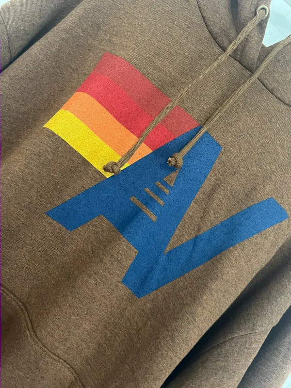 Aviator Nation Logo Pullover Relaxed Hoodie Chocolate Unisex Californian Size L - Image 8