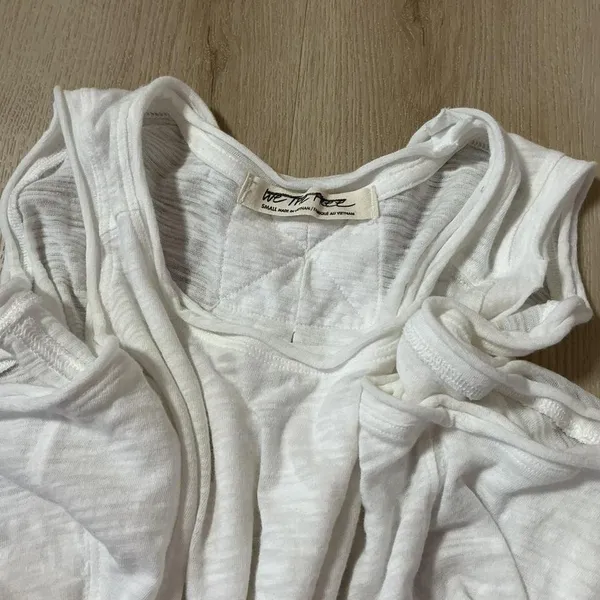 Free‎ People White Lightweight High Neck Tank Tunic Top Womens Oversized Sheer - Image 4