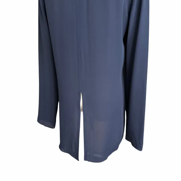 Theory Slit Front Silk Tunic Top Navy Blue Size Small - Image 7
