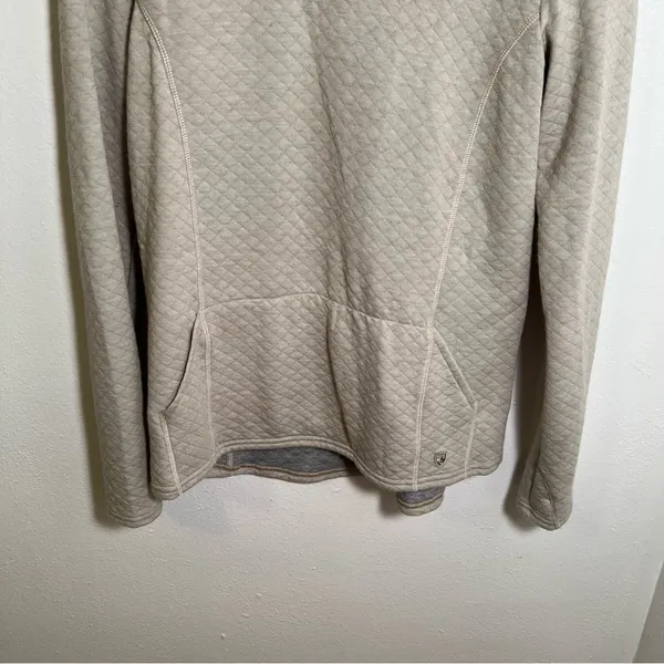 Kuhl Women's Size Medium Athena‎ Pullover Dove Beige Cowl Neck Quilted Pockets - Image 6