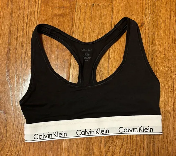 Calvin Klein Modern Cotton Unlined racer back Bralette logo band - Image 2