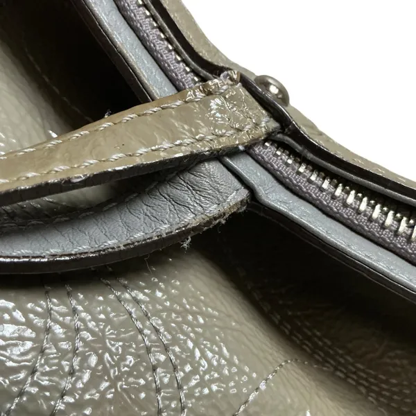 Vintage Coach stitch outline C signature olive grey patent leather tote - Image 10
