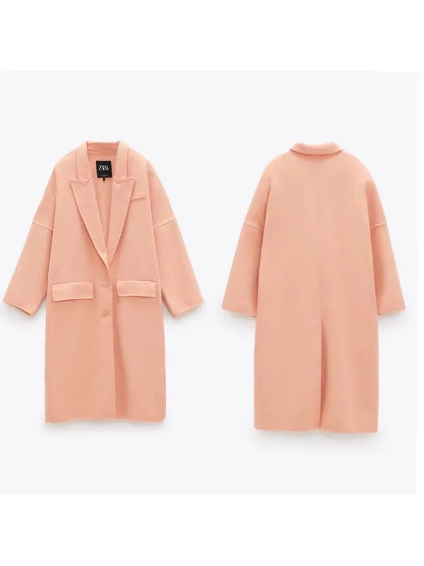 Zara Blush Pink Long Trench Coat - Image 3