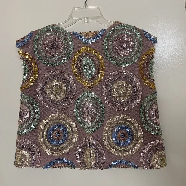 Anthropologie Corey Lynn calter Shimmer Sequins circle sleeveless top size xs - Image 6