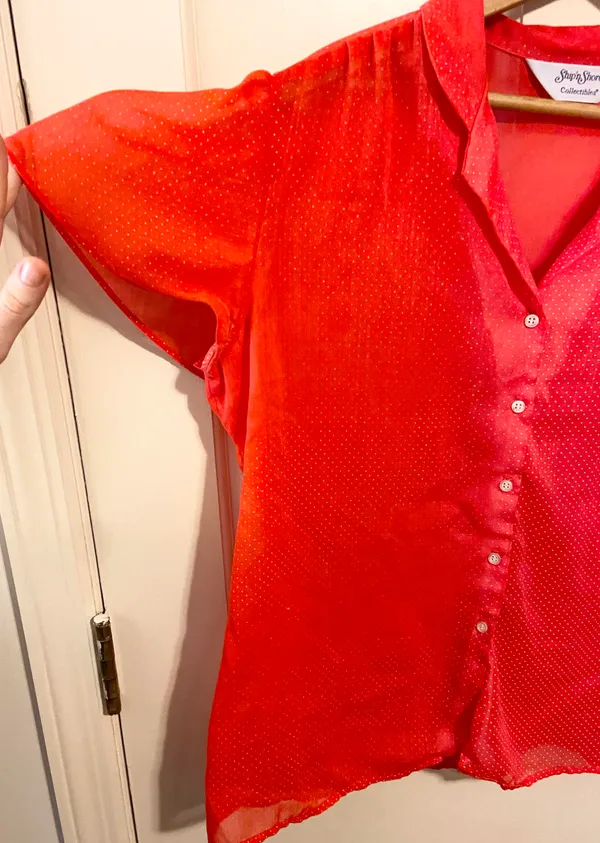 Vintage Ship’n Shore red sheer polka dot blouse Size L - Image 5