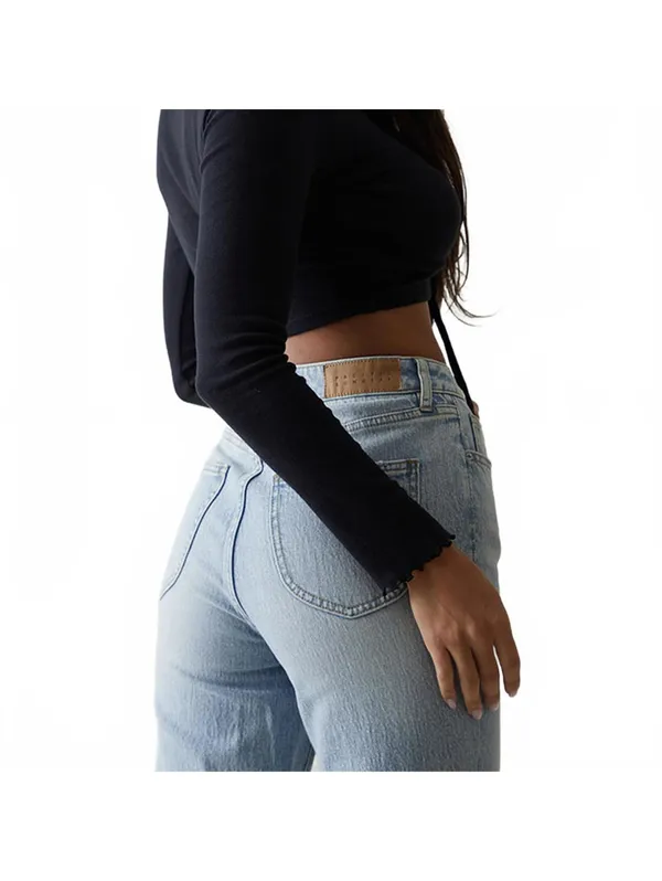 PacSun Straight Leg Jeans Stretch Curve Light Indigo NWT Size 23 - Image 3