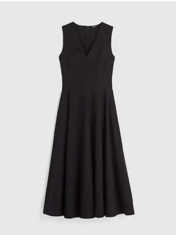 Madewell V-Neck Circle Midi Dress Black 100% Cotton Poplin NWT Womens 00 fits XS - Image 5