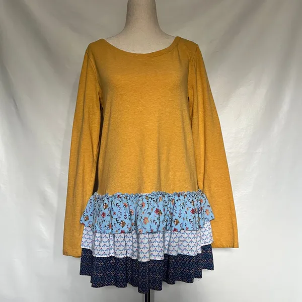 Matilda Jane Boho Tier Tunic Womens Top Small Cottage Patchwork Ruffle Artsy - Image 14