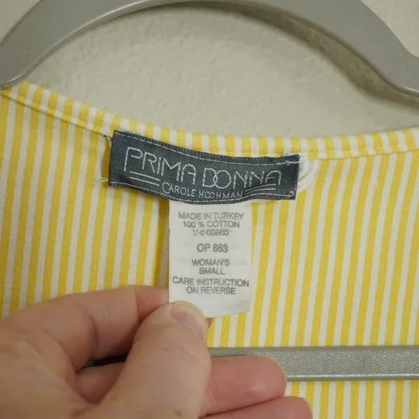 Vintage Prima Donna Cotton Robe Small Fish Starfish Print Yellow Trim Beach 90s - Image 6