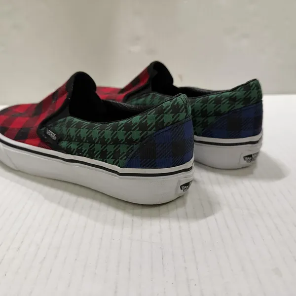 Vans Classic Slip On Shoes Womens Size 7.5 Buffalo Plaid Canvas Casual Comfort - Image 5