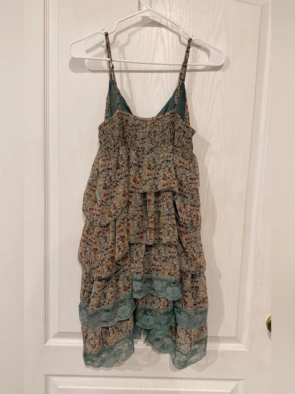 NWT Blue Bird Floral Tiered Lace-Trim Sundress - Sage Floral - Image 4