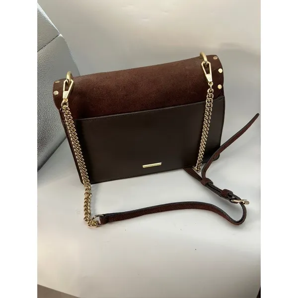 Rebecca Minkoff Crossbody Bag Women Small Brown Suede Studded Purse - Image 9