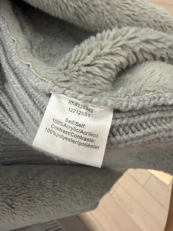 On Twelfth Faux Shearling Lined Knit Sleeve Open Front‎ Cardigan Grey Size S - Image 4