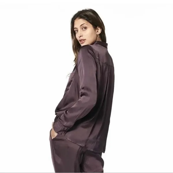 Young Fabulous & Broke Susan Blouse Small Plum Raisin Hidden Button Front NWOT - Image 2