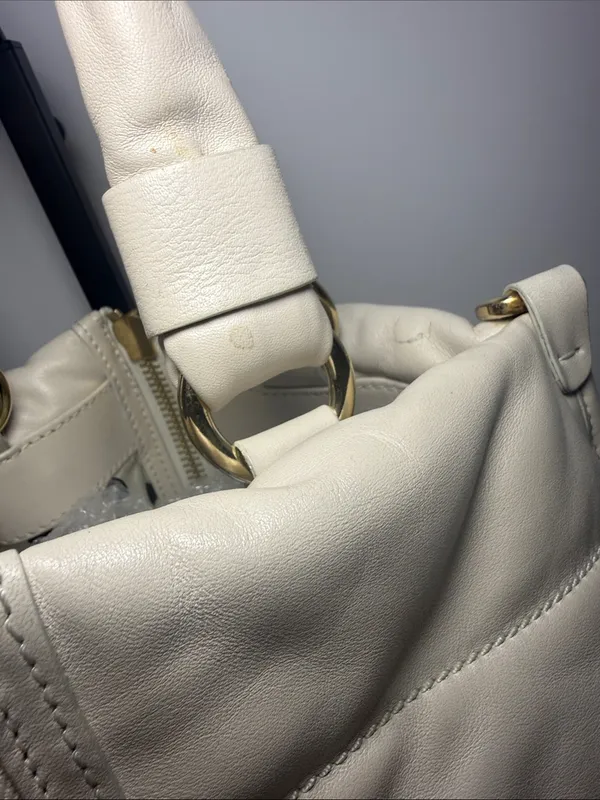 Moncler Amandine Borsa White Leather Puffer Satchel - Image 6