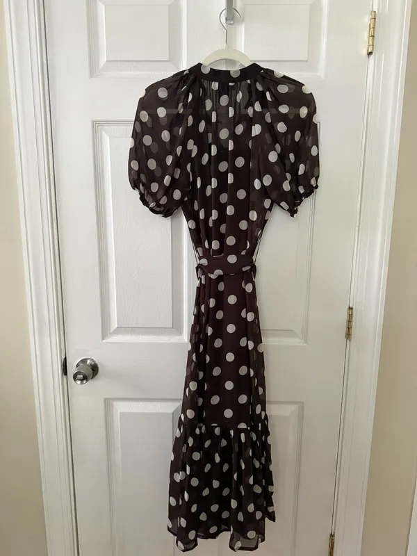 Bailey 44 Polka Dot Short-Sleeve Tiered Dress in Brown - Image 10